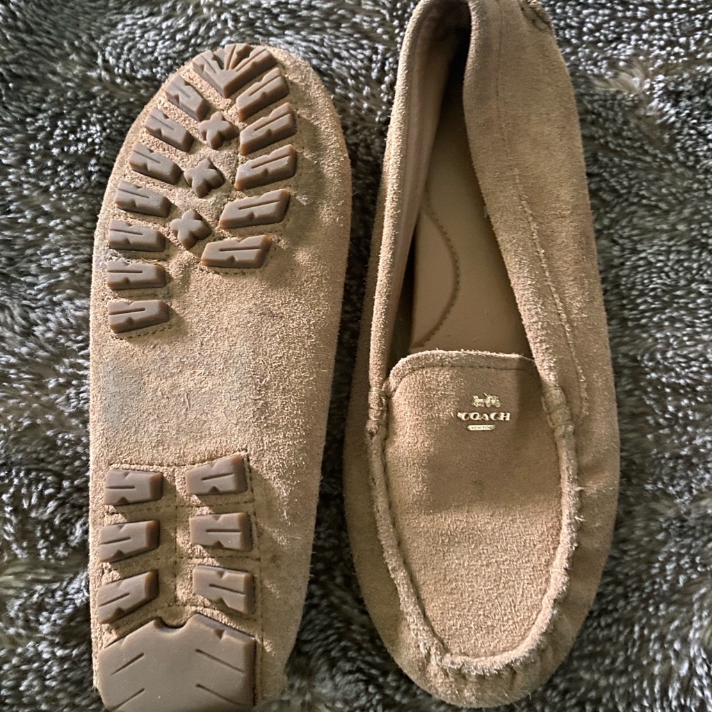 Coach Beige Suede Slip-On Shoes